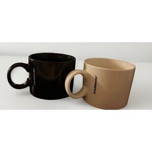 Starbucks Coffee Mugs Pair of Glossy Black & White 12 0z 2017